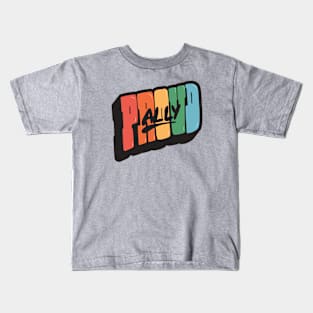 Proud Ally // LGBTQ Allyship Rainbow Pride Word Art Kids T-Shirt